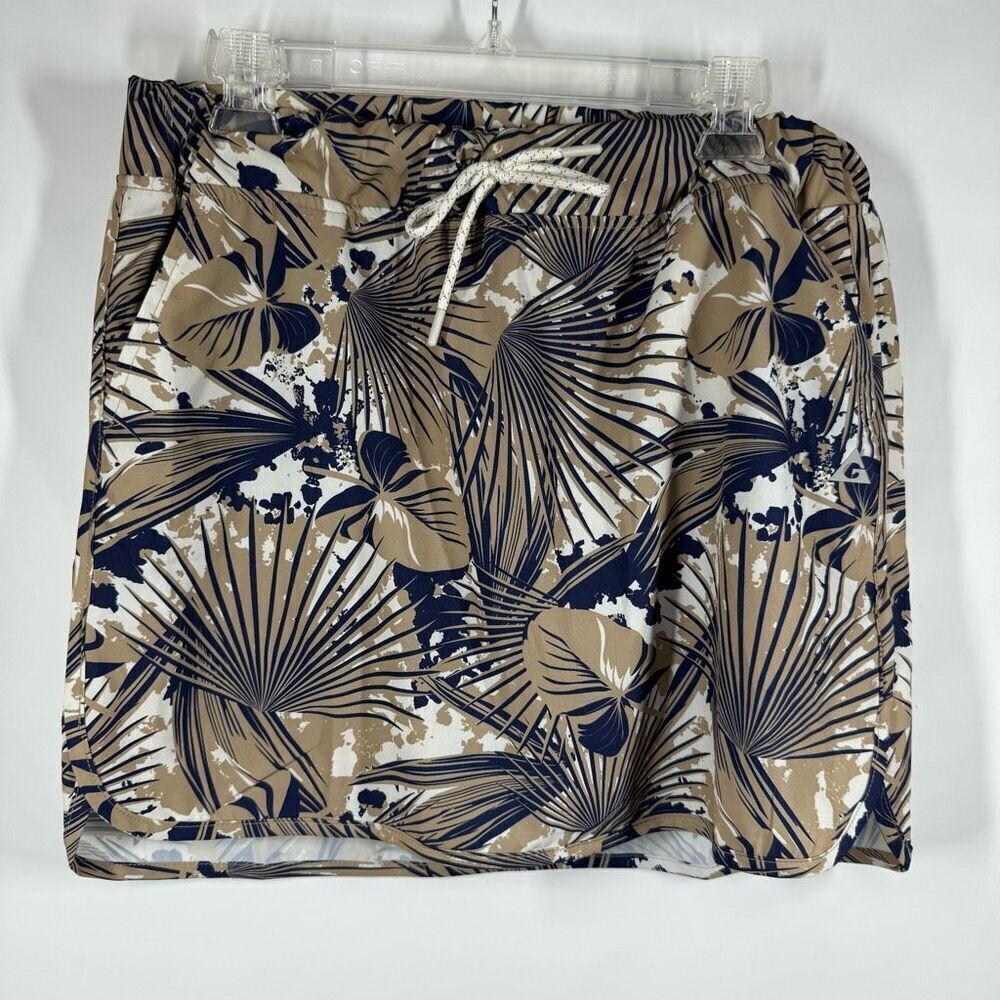 Gerry Skort Pull On Tie Waist Stretch Palm Print size medium